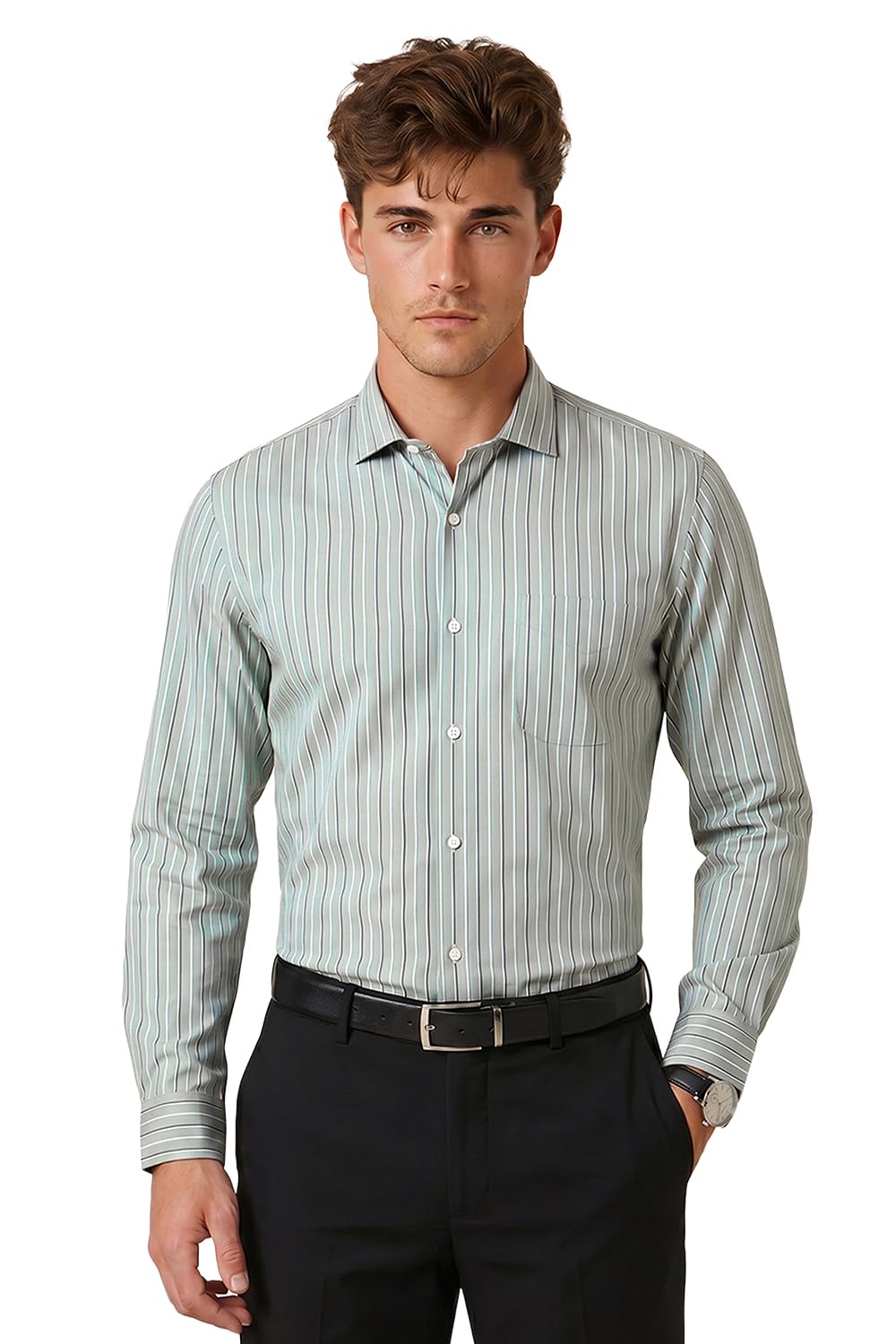 Men's Striped Slim Fit Shirt-image-28