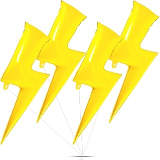 4 Pcs 45 Inch Yellow Lightning Bolt Foil Party Balloons Large Flash Balloons Yellow Balloons Mylar Lightning Bolt Shape Balloons for Birthday Wedding Decorations