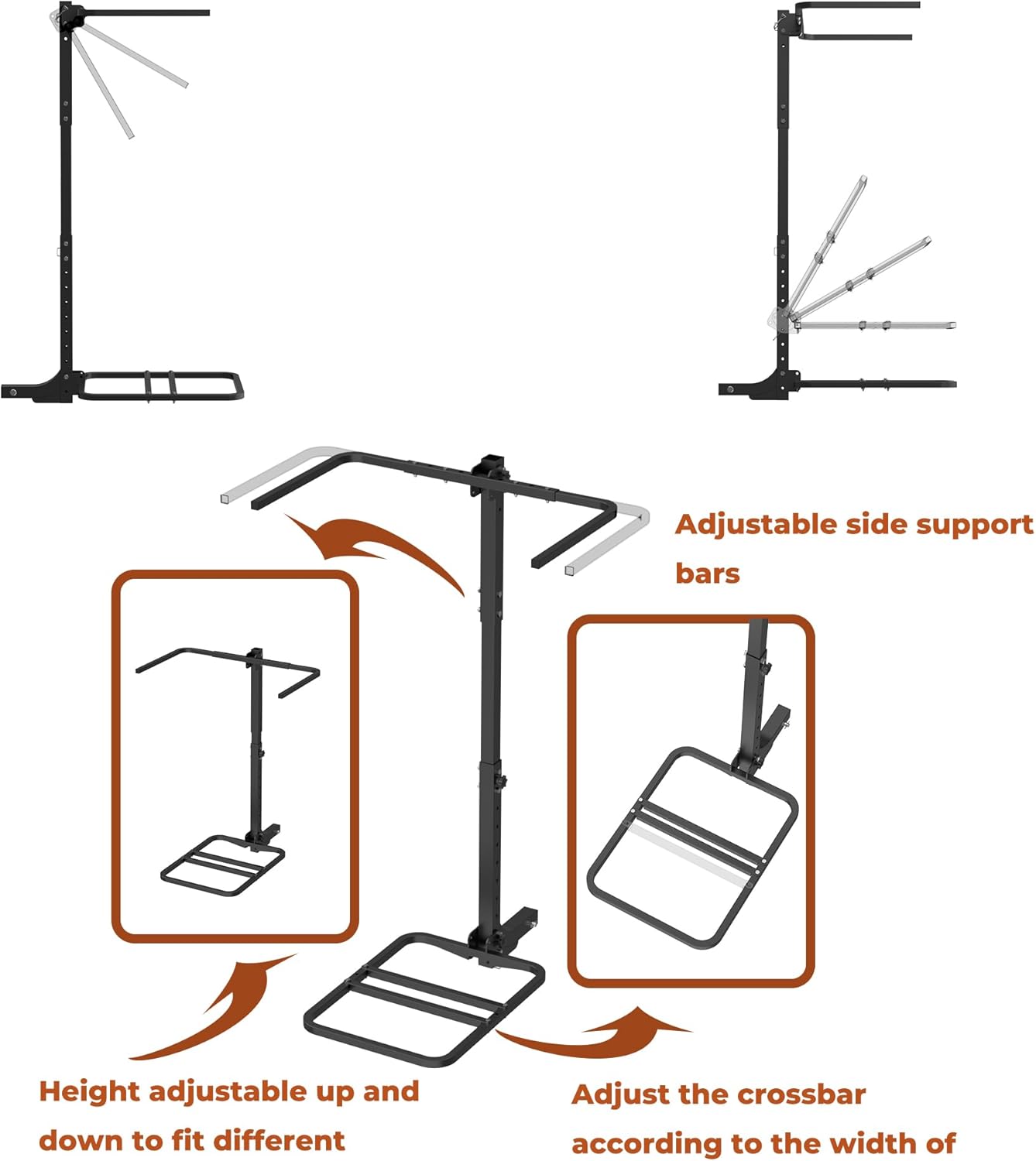 300LBS RV Kayak Rack for 2 Kayaks up to 12FT – Heavy Duty Vertical Hitch Mount Carrier with Reinforced Anti-Bend Base, Adjustable Height, Anti-Loosening Screws – Fits 2” Receiver for RV, Truck, SUV