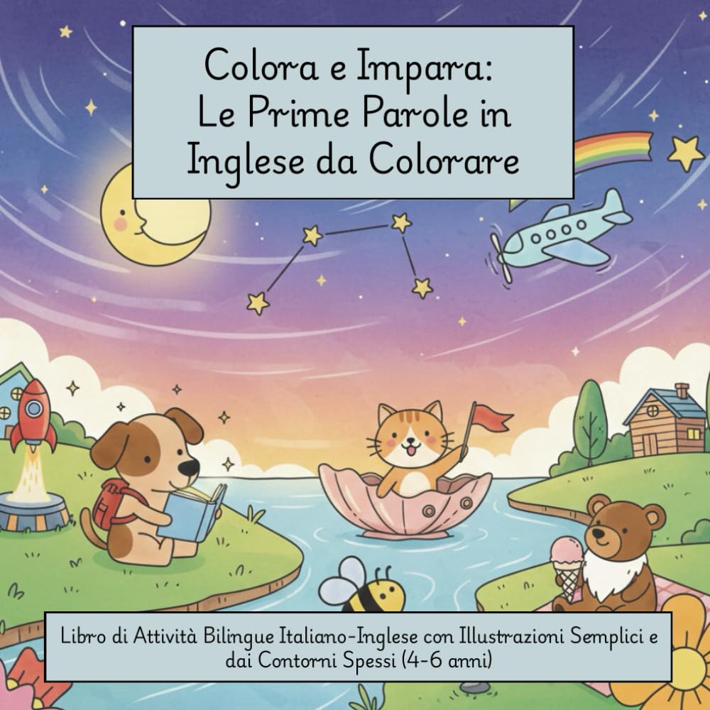 Colora e Impara: Le Prime Parole in Inglese da Colorare: Libro di Attività Bilingue Italiano-Inglese con Illustrazioni Semplici e dai Contorni Spessi (4-6 anni) (Color & Learn)