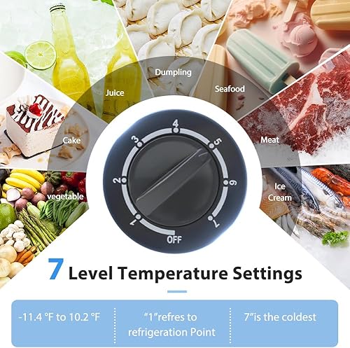 Miniatura 2 de LifePlus Congelador de pecho, pequeño congelador profundo con cesta extraíble, 7 controles de temperatura, ahorro de energía, congelador compacto