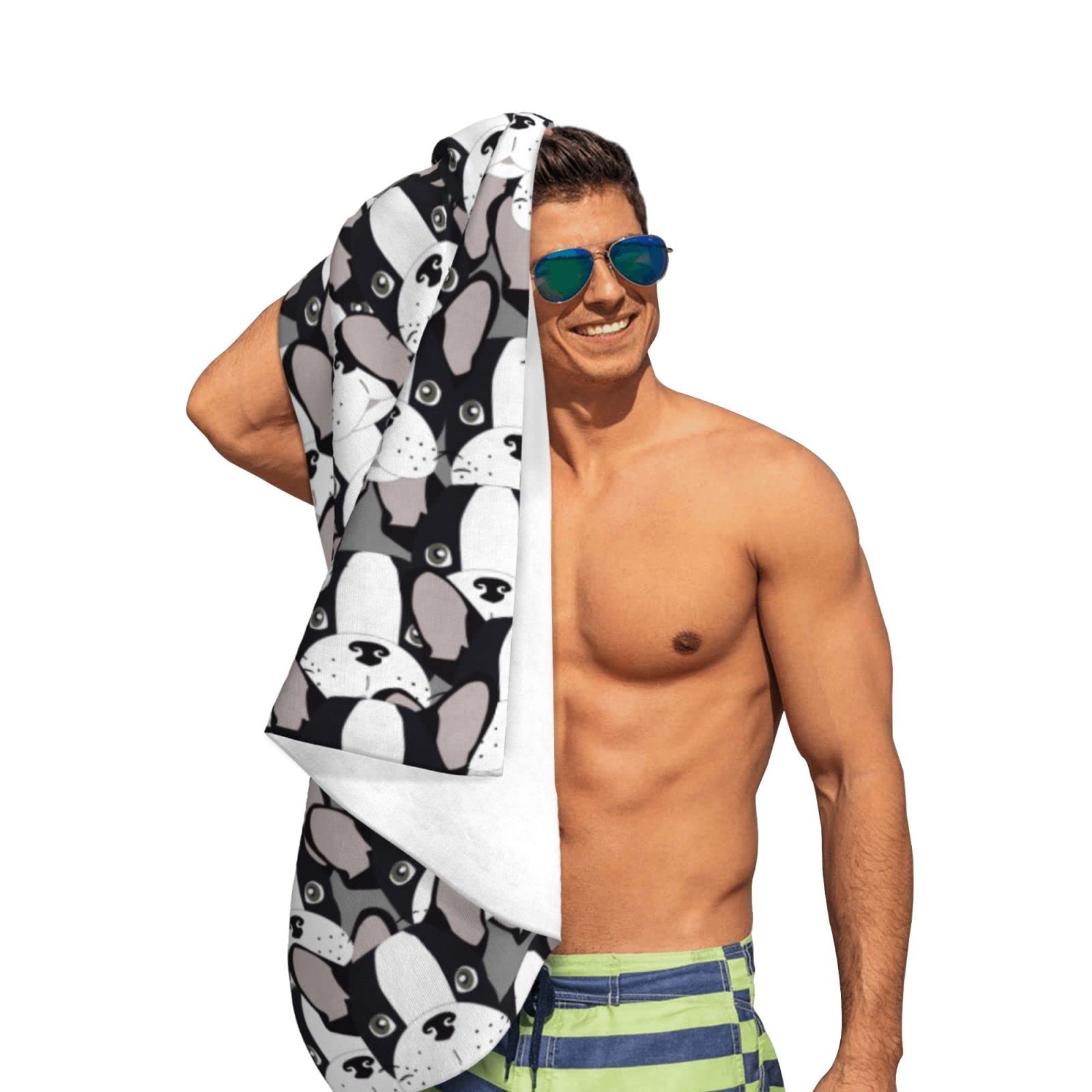 Telo Da Bagno In Microfibra Con Bulldog Francese – 80x130 Cm, Morbido, Assorbente E Porta Ovunque