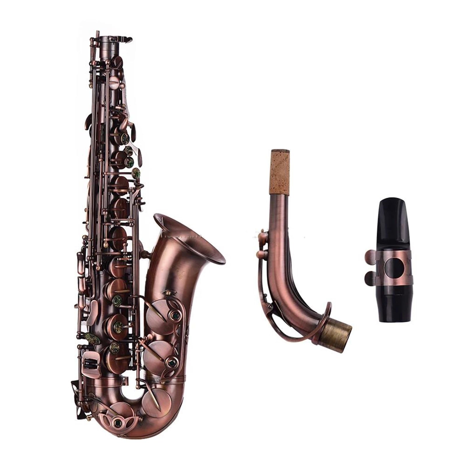 Czerwony Miedziany Saksofon Altowy E Tune Rzeźbiony Instrument Dęty Z Drewna Saksofon