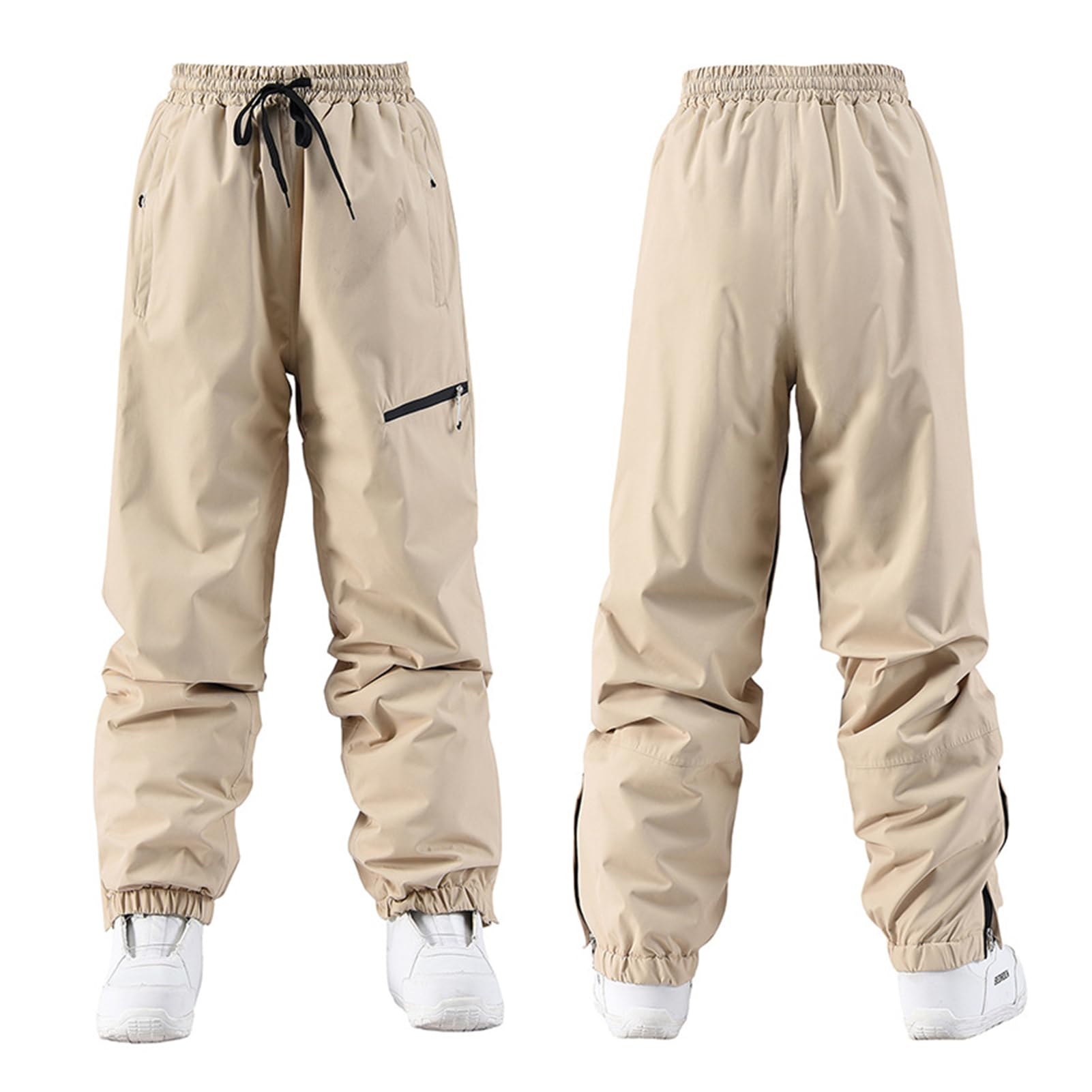 TDHLW Snow Pants Waterproof Insulated for Men and Women Cold Weather Baggy Ski Pants Warm Winter Ski Outdoor,Khaki,XL