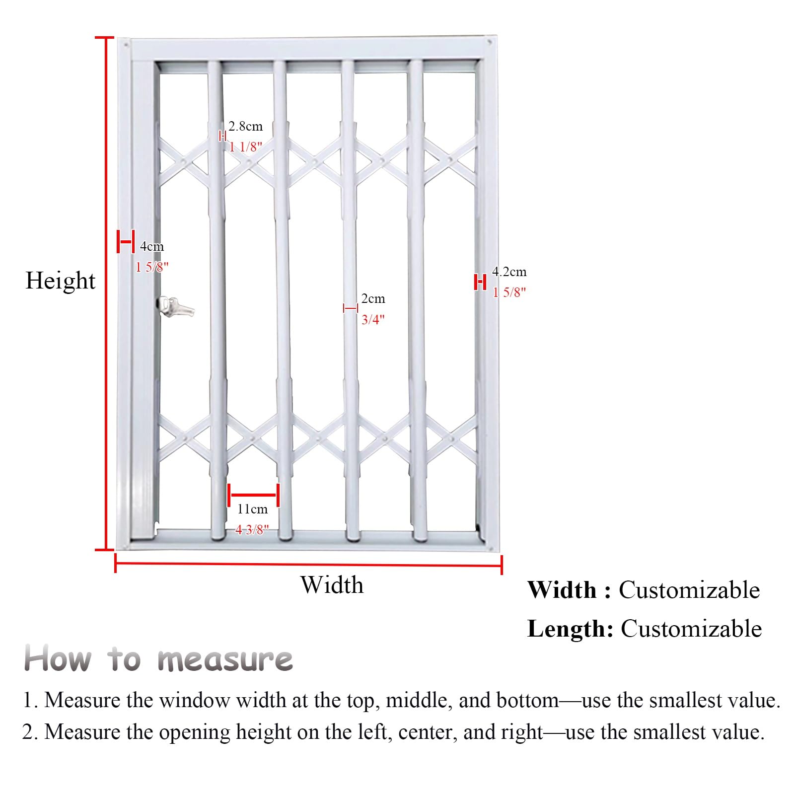 Tope de puerta antirrobo plegable para ventana de seguridad para niños, 60 x 110 cm, protege a los niños con ventana segura