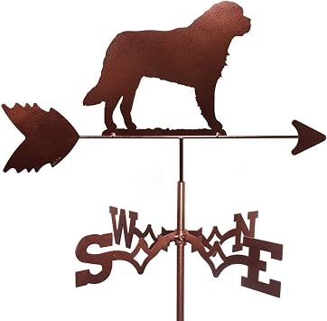 Weather Vane Metal Weathervane Garden Stake, Retro Farm Scene Decorative Wind Direction Indicator for House, Garage, Cupola, BarnSaint Bernard