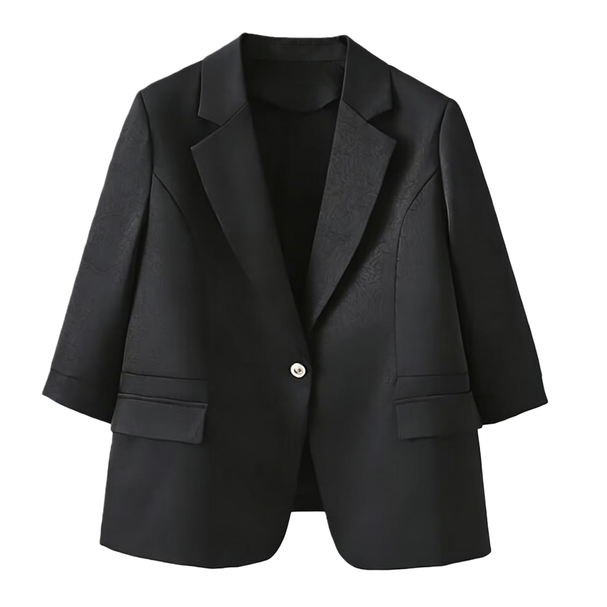 Blazer Casual para Mujer Medio Forrado Chaqueta De Un Botón Solapa con Muesca Ropa De Trabajo Elegante Manga 3/4 Blazers Clásicos Formales para Oficina Trabajo Bodas.