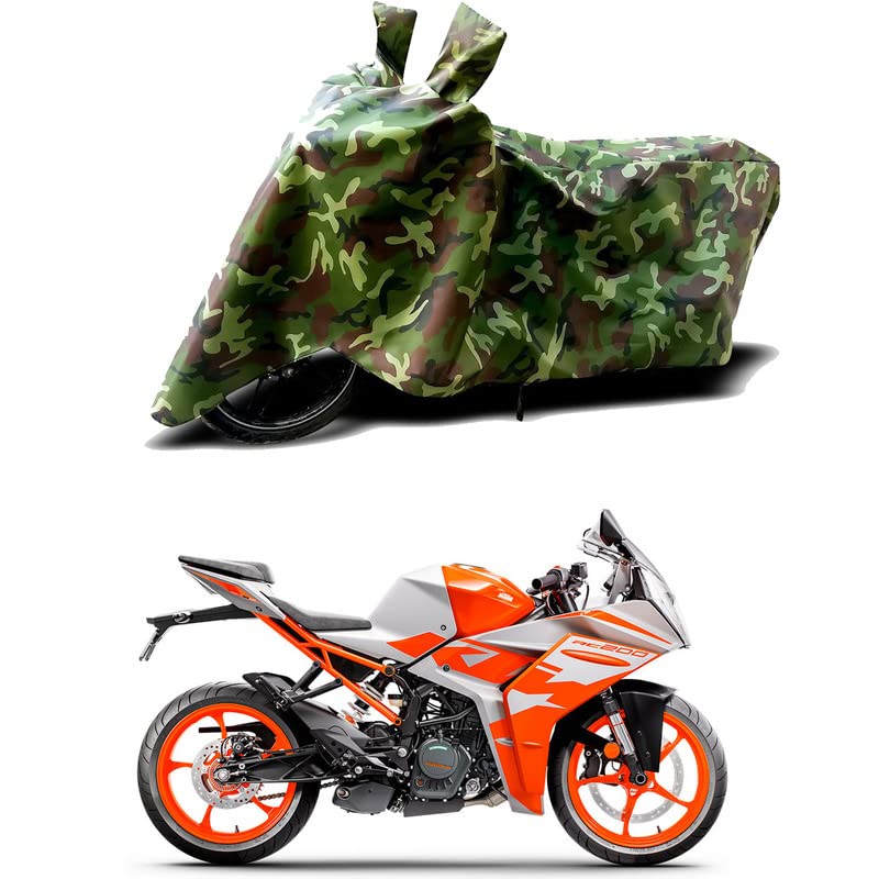 Image of 100% Water Resistant Full Bike Scooty Two Wheeler Body Cover Compatible for KTM RC 200 /UV-Rays /Heat Protection /Birds Dropping /Scratchproof /Dust Proof /Waterproof /All Varients[Green MJ]