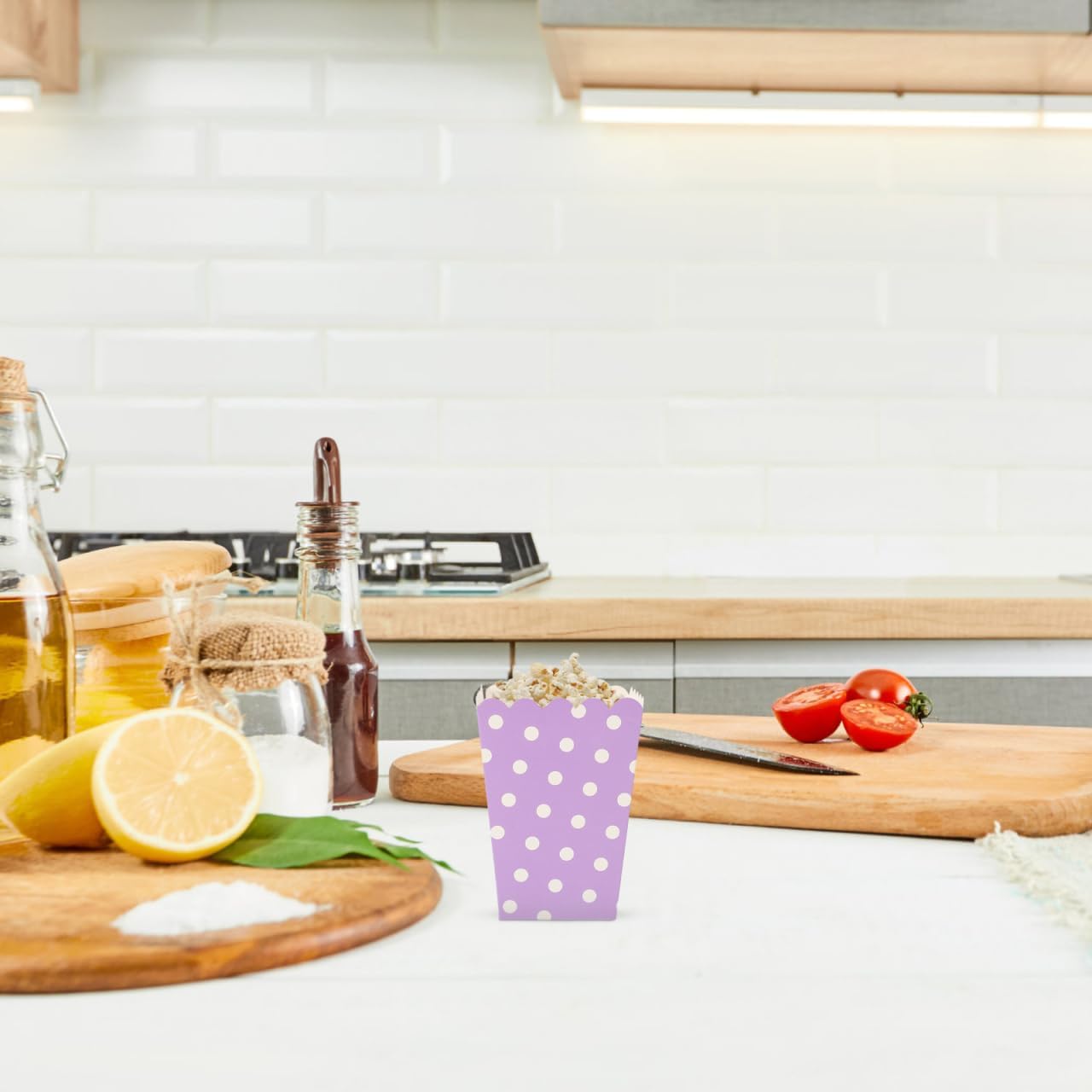 Zerodeko 24pcs Boxes Paper Popcorn Buckets Square Popcorn Boxes Popcorn Containers Paper Snack Boxes Popcorn Boxes Container Popcorn Holder Purple Chicken Popcorn Box European and American, medium