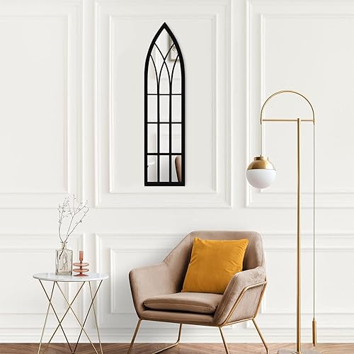Miniatura 2 de Eastwell Espejos decorativos de pared, espejos arqueados de ventana, espejos grandes con marco de metal para sala de estar, dormitorio, entrada,