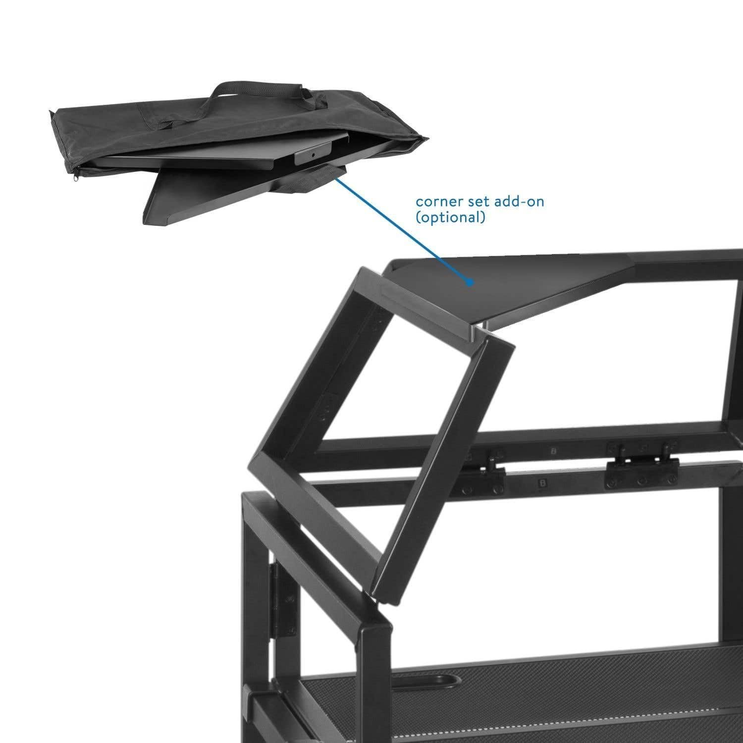 Vonyx DB5 Pro DJ Booth DJ Stand DJ - Tavolo da DJ, Pieghevole, in Alluminio, con Copertura Bianca e Nera, Materiale di Copertura: Lycra, Borsa inclusa, Carico Massimo: 80 kg