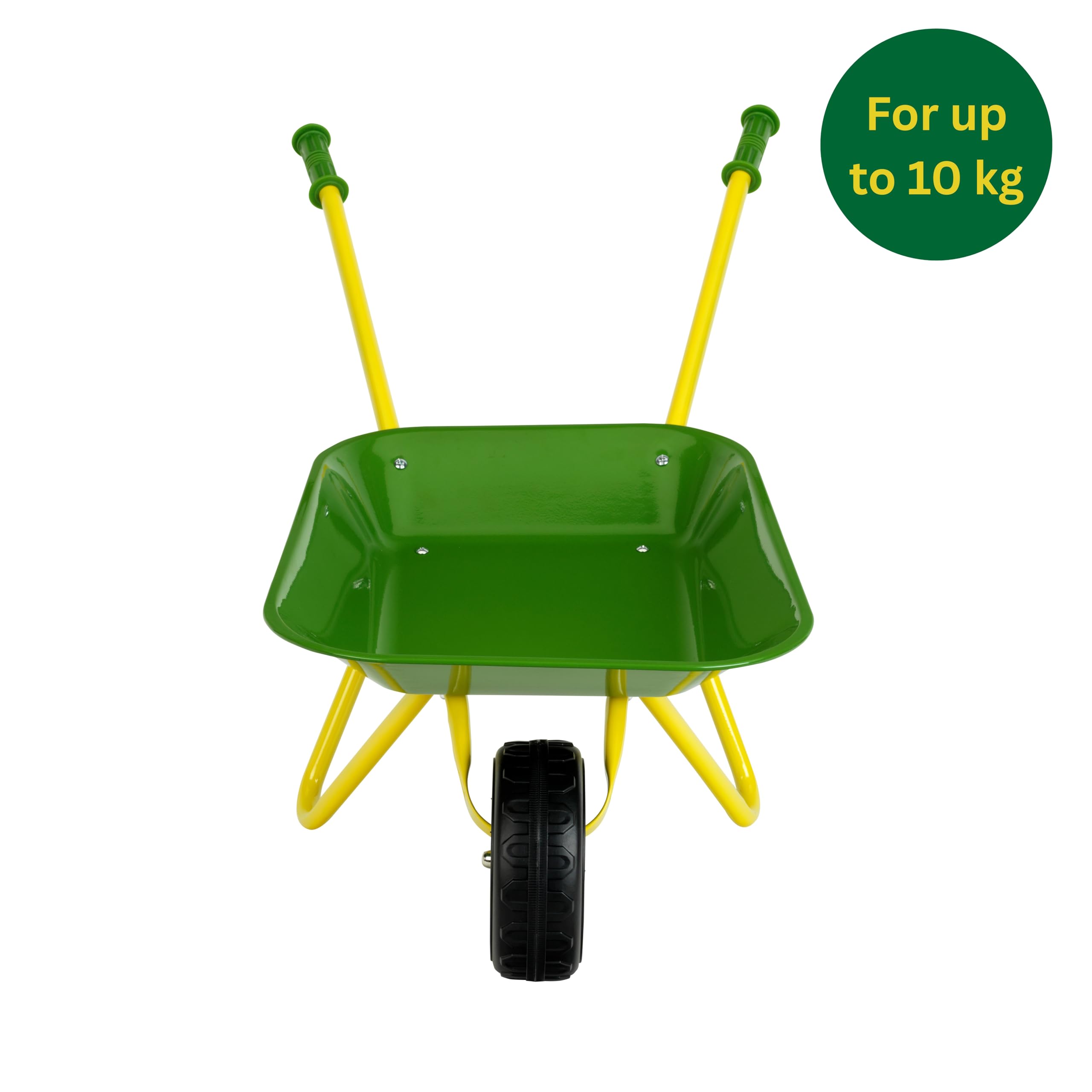 Theo Klein 3983 Carretilla John Deere de Metal, Carretilla Robusta con Ruedas estables, Capacidad de Carga hasta 10 kg, Juguete para niños a Partir de 3 años