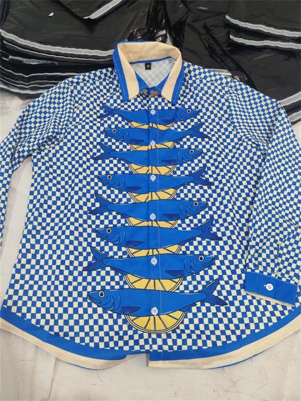 Chemise à manches longues boutonnée imprimée en 3D poisson sardine pour femmes pantalon large à cordon survêtement de plage tenues de vacances ensemble de 2 pièces