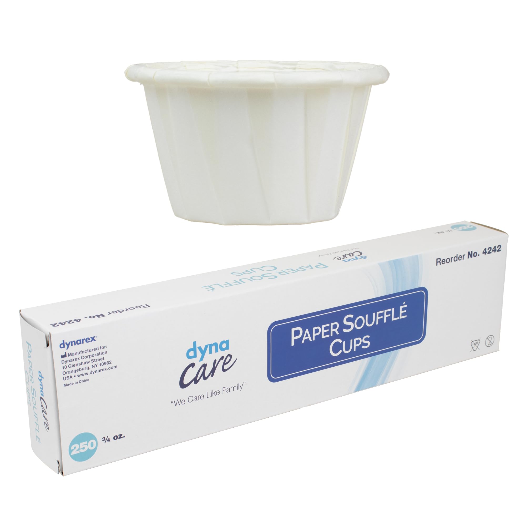 Dynarex .75oz Disposable Paper Souffle Cups - Small Paper Cups for Pills, Dispensing Condiments, Tasting Samples - 250-Pack Box