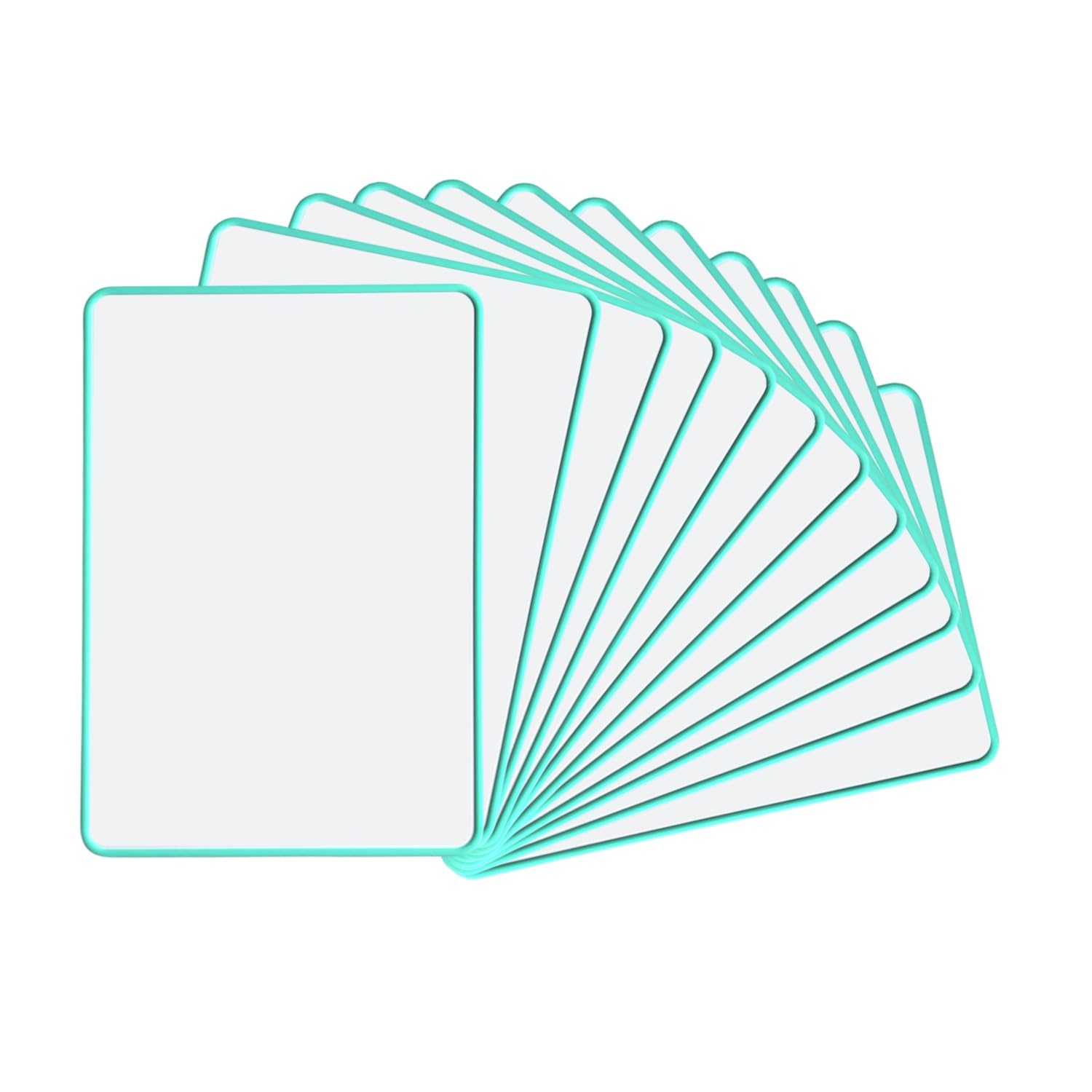 Pack of 12 A4 Double Sided Magnetic Erasable MDF Plain Whiteboards with Cyan Border