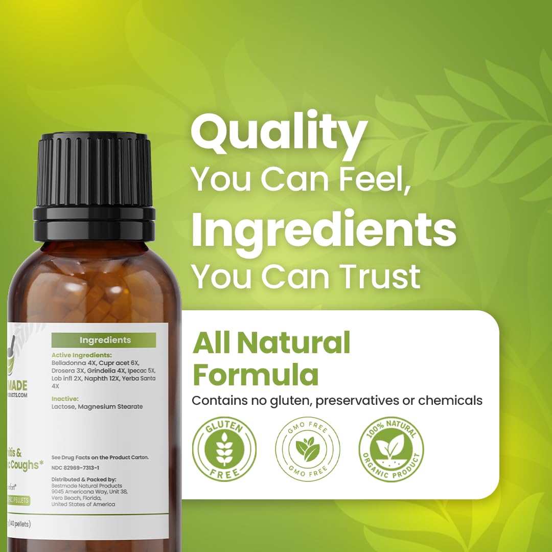 Bestmade Natural Products Cough Relief BM13 -Homeopathic Remedy for Acute & Chronic Cough, Whooping Cough, Chest Discomfort, Non-Drowsy, Safe for All Ages, 140 Pellets — Amazon image 4