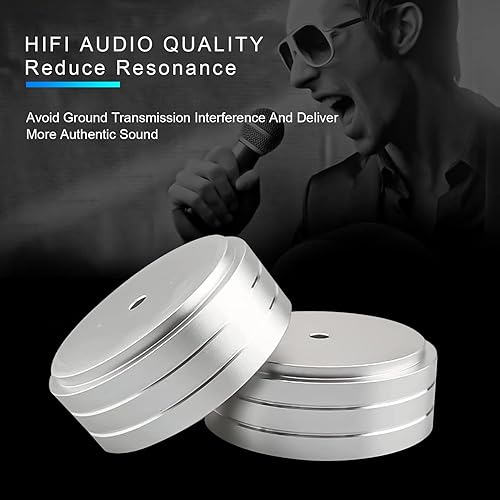 Miniatura 15 de Tertullus 4 pies de altavoz, picos de altavoz de 2.283 x 0.866 in, pies de aislamiento de alta fidelidad, soportes de aluminio, almohadillas de Negro