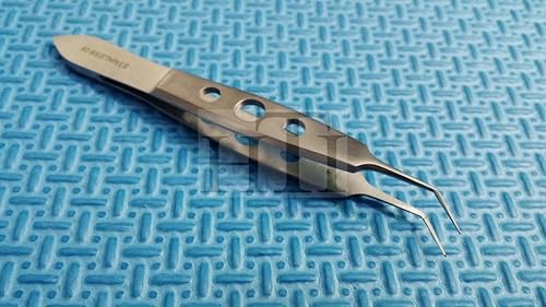 Alto grado de Castroviejo kelman Mcpherson sutura tela Pinzas 1 x 2 dientes 0,50 mm ángulo curvo (HTI marca)