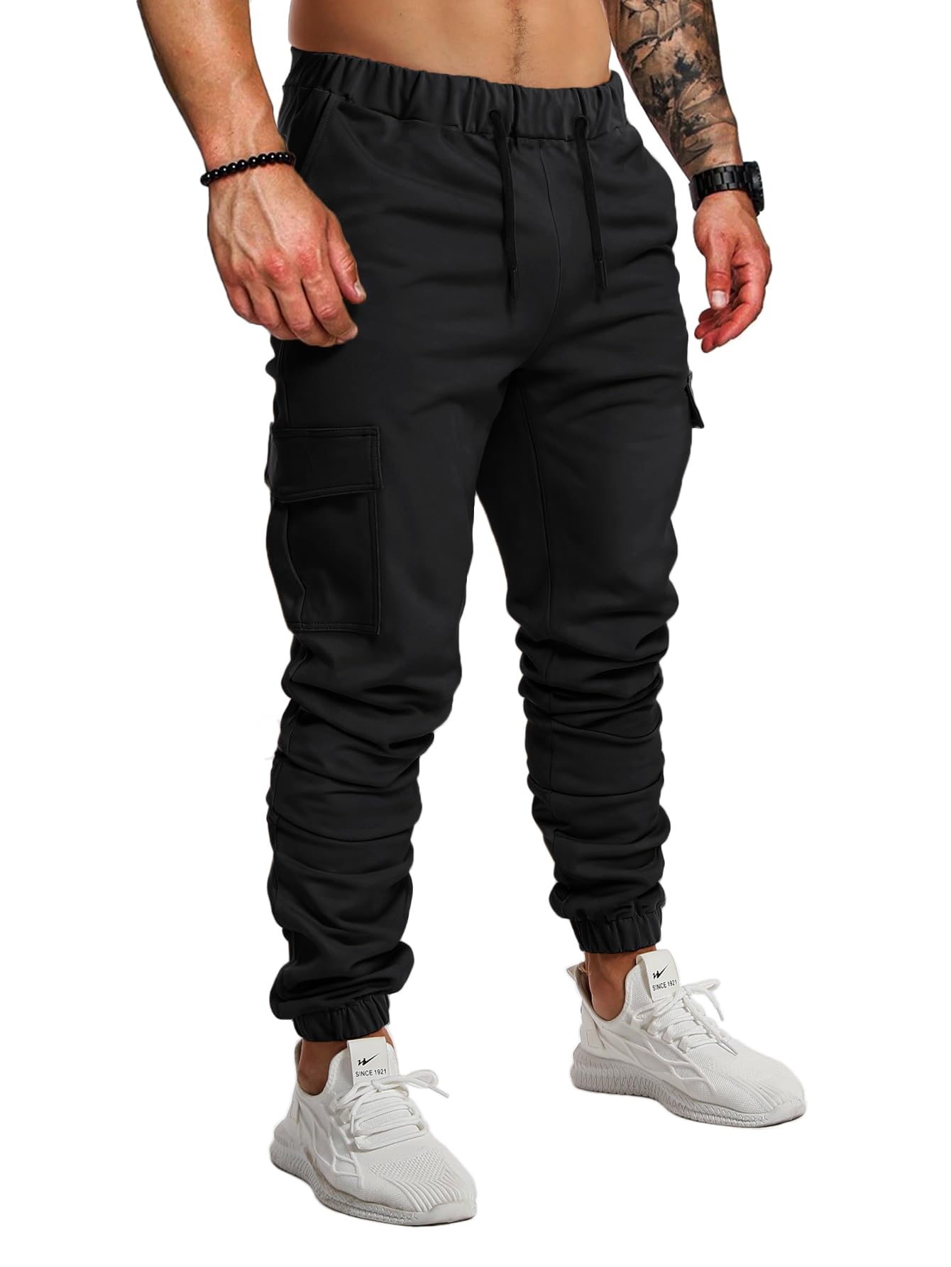 FLYFIREFLYMen's Joggers Gym Running Workout Hiking Pants Athletic Drawstring Bottom Sweatpants with Pockets