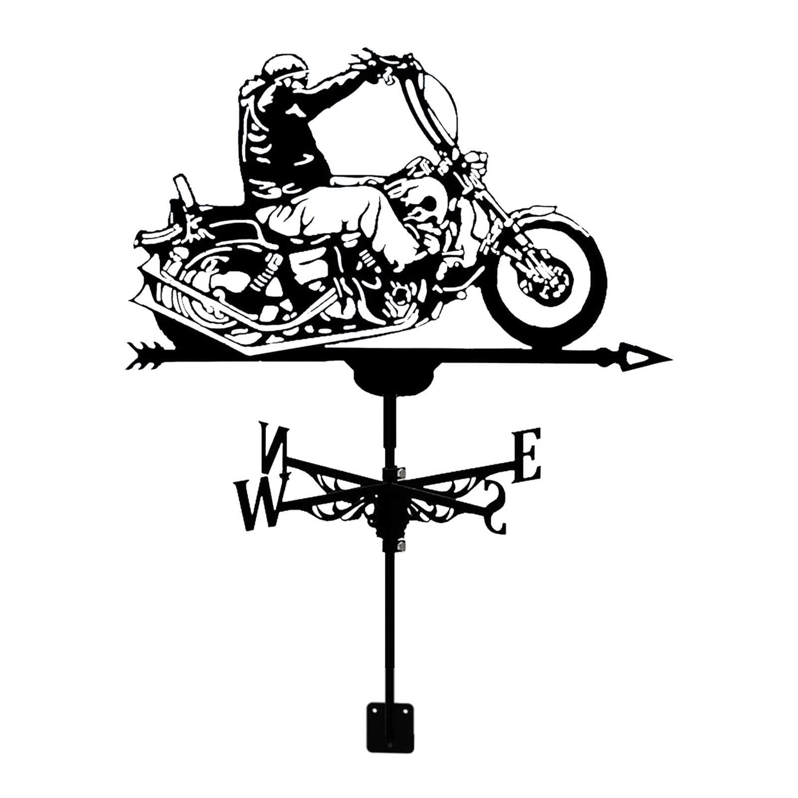 ANCHA Store Motorrad-Wetterfahnen, Schwarze Wetterfahne, Edelstahl-Farbmesswerkzeug, für Gartendachdekoration