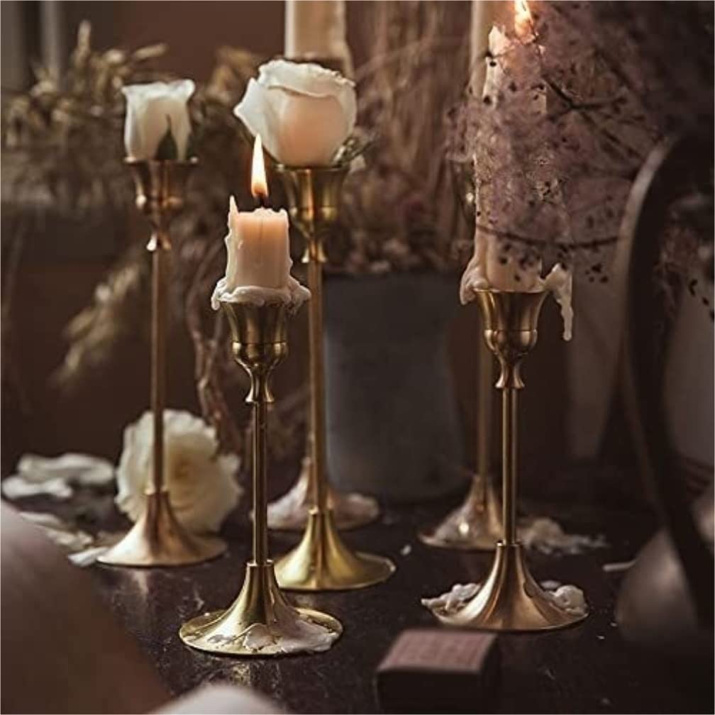 Kerzenständer 3-teiliges Set aus Metall mit Einzelkopf, antiker Kerzenständer, Dekoration für Zuhause und Restaurant, Candlelight Dinner, Requisiten, Dinner-Ornamente