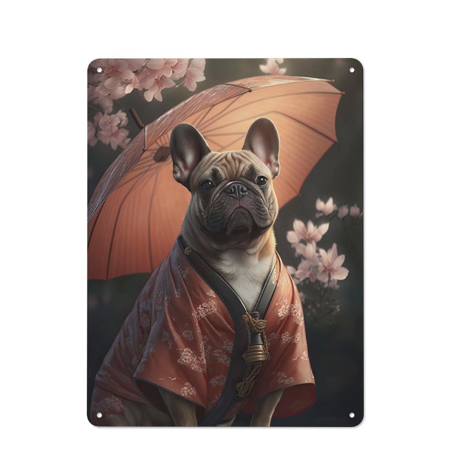 Everyday Fawn French Bulldog Kimono Metal Gift Sign 40x30cm, Room Wall Plaque for Home, Shop, Pub Or Studio Wall