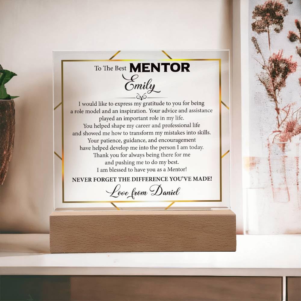 Personalized Plaque for Mentor, Difference Maker Acrylic Plaque, Teacher Gift, Mentor Appreciation Keepsake, Retirement Gift for Mentor, Thank You