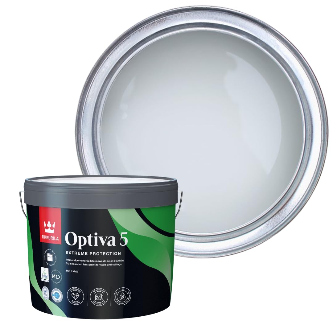 TIKKURILA Optiva 5 Matt Emulsion Paint โ Durable, Scrubbable & Easy-Clean for Walls and Ceilings | Zero VOC - 10L Prince G490