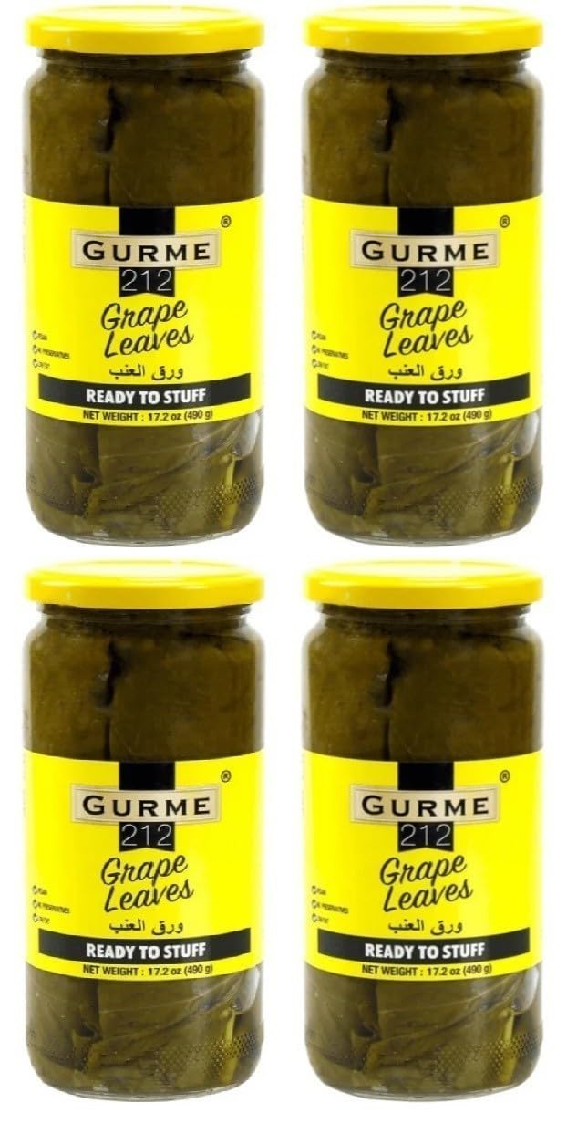 Gurme Grape Leaves, Ready to Stuff, Vine Leaves in Brine, 17.2 oz, Pack of 4