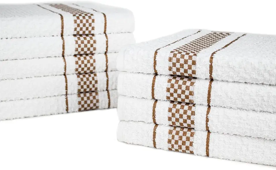 Kit 10 Pano de Prato Atoalhado Para Cozinha Felpudo Malta 45x70cm 370g/m² 100% Algodão - Marrom