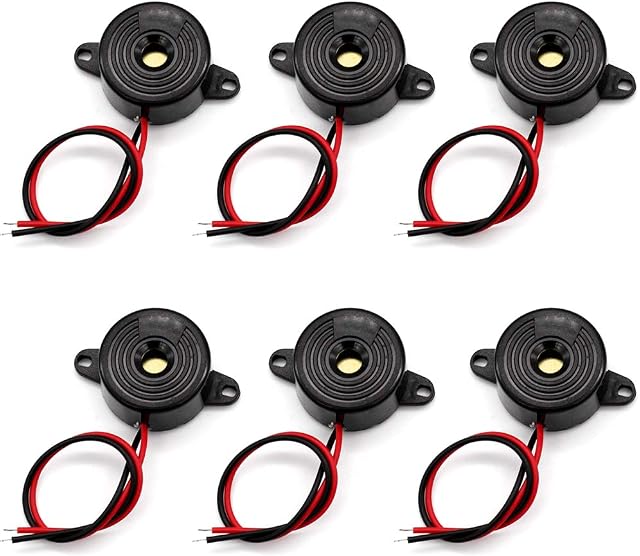 JustYit 6Pcs DC3-24V Piezo Electronic Buzzer Tone Alarm Active Electronic Buzzer Alarm Sounder for Physics Circuits Continuous Sound Electronic Tone Buzzer Alarm