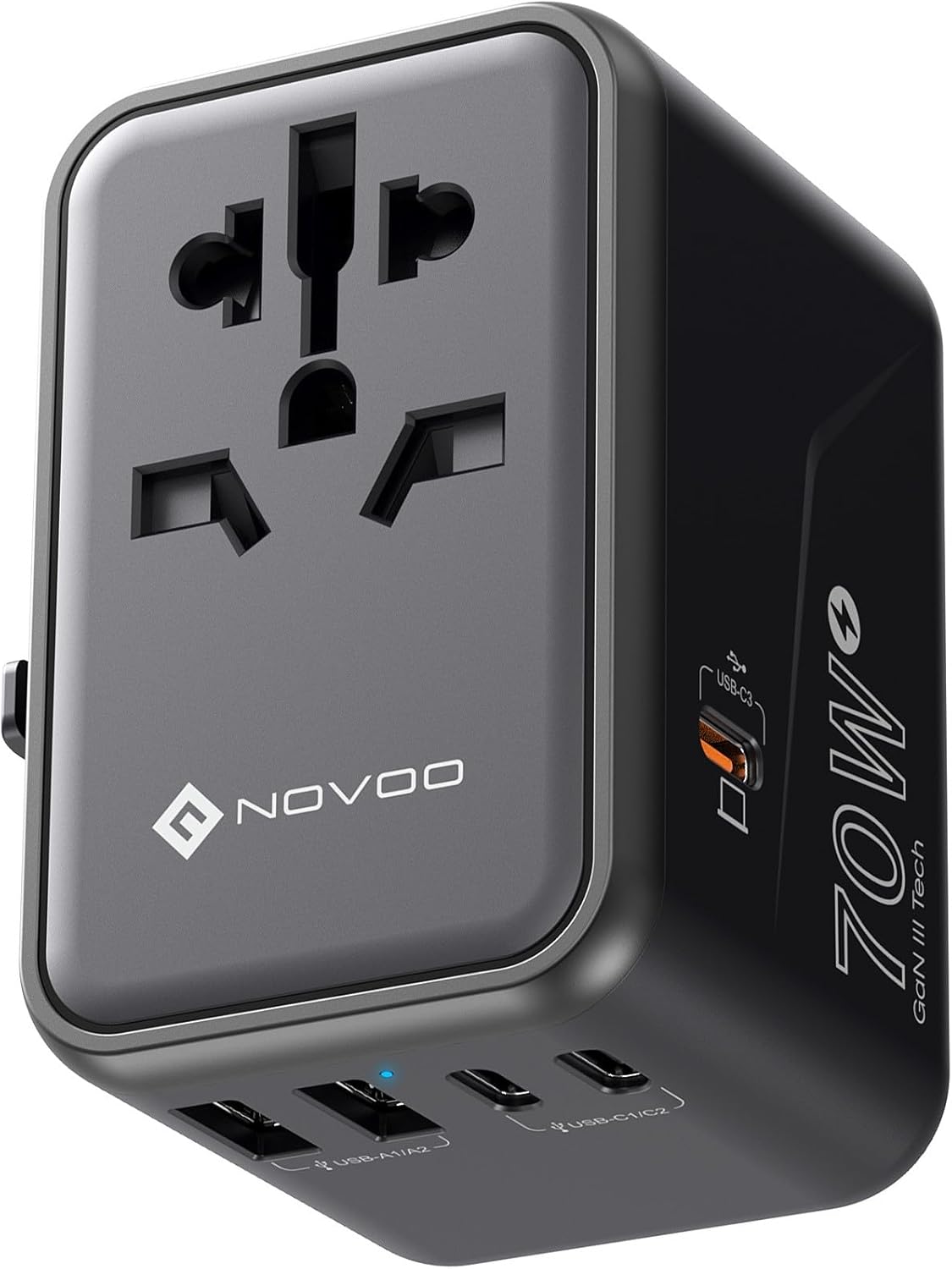 NOVOO Travel Adapter 70W International Wall Charger GaN AC Plug Adaptor Worldwide Essentials Power Plug Adapter with 3 USB C Wall Charger 2 USB A Charging Ports for Laptop Cellphone USA EU UK AUS NOVOO Travel Adapter 70W International Wall Charger GaN AC Plug Adaptor Worldwide Essentials Power Plug Adapter with 3 USB C Wall Charger 2 USB A Charging Ports for Laptop Cellphone USA EU UK AUS