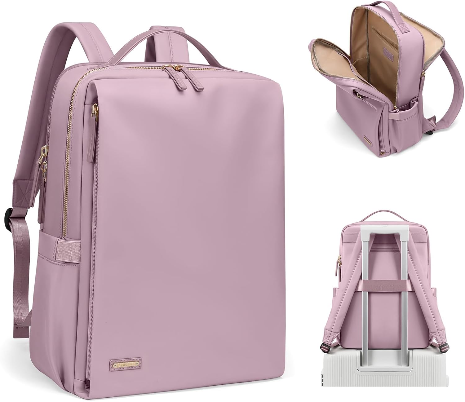 Sac à Dos élégant Pour Ordinateur Portable Pour Femme, Approuvé Par Les Compagnies Aériennes, Voyage, Travail, école, Sac à Dos Décontracté Pour Ordinateur Portable de 15,6 Pouces (Violet Rosé)