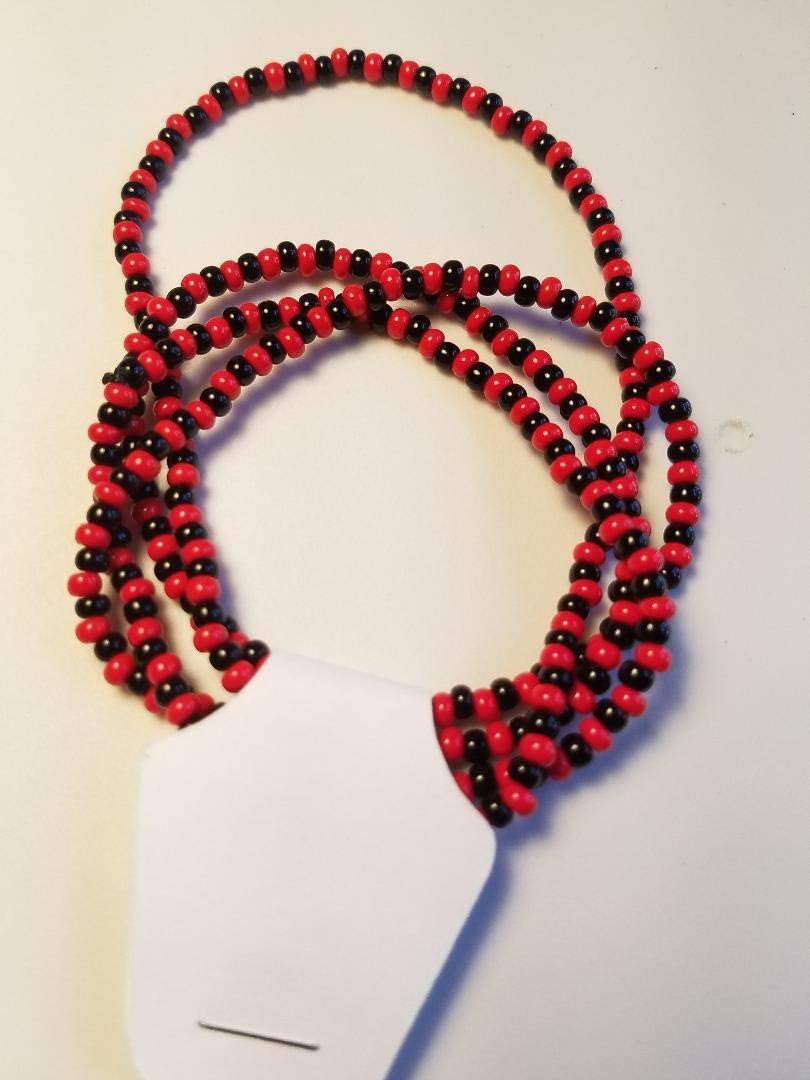 ELEGUA SANTERIA RED & BLACK BEAD BRACELET (1 DOUBLE STRAND) - Use for protection as you open all doors of opportunity and remove all obstacles
