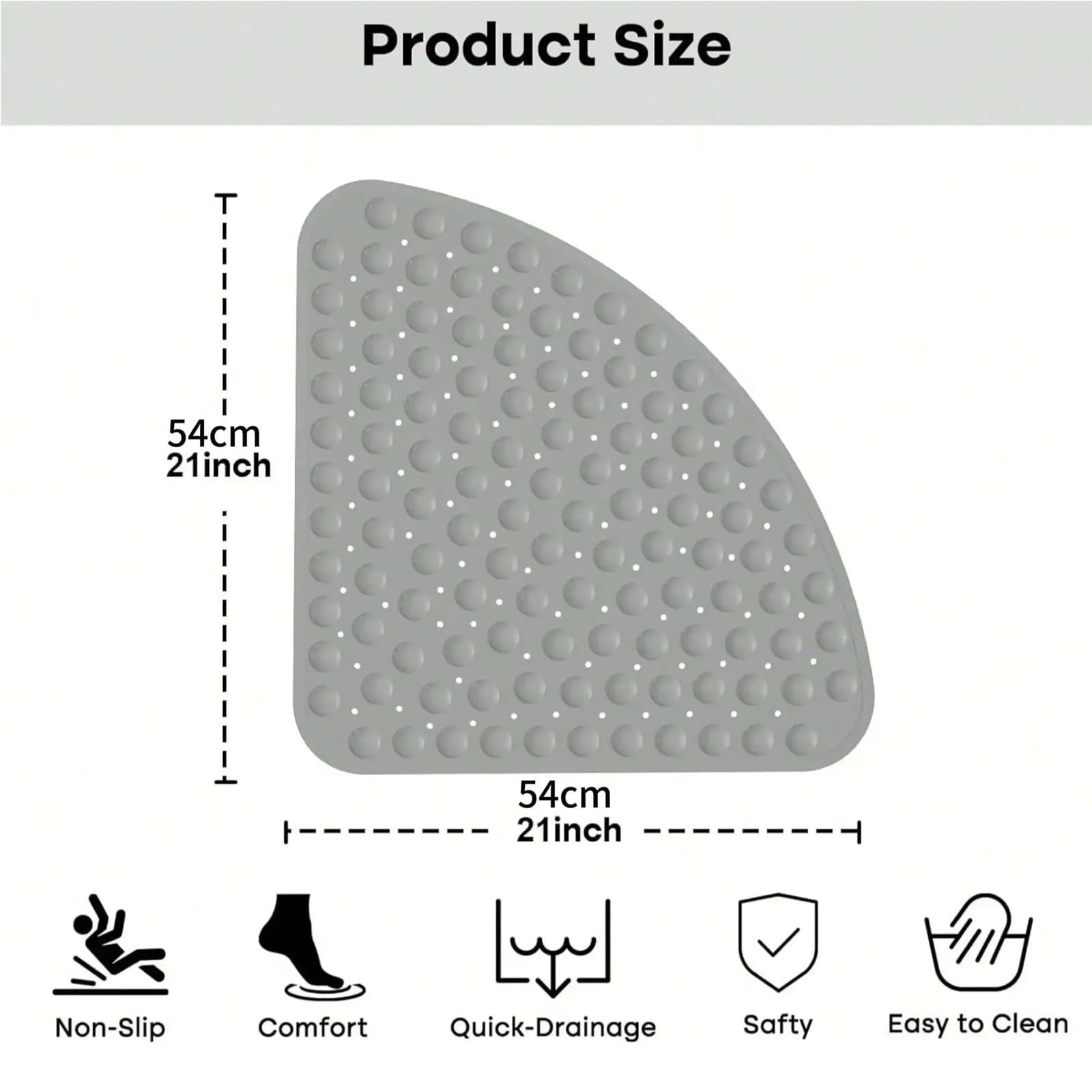 Tappeto Antiscivolo Vasca Ventose for tappetino doccia antiscivolo triangolari da 54x54 cm(Black)