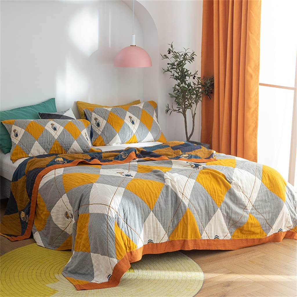 Letni dwuwarstwowy bawełniany koc z gazy kołdra narzuta na łóżko kocyk na drzemkę narzuta na sofę dekoracyjny koc na łóżko (gł. 150x200cm)