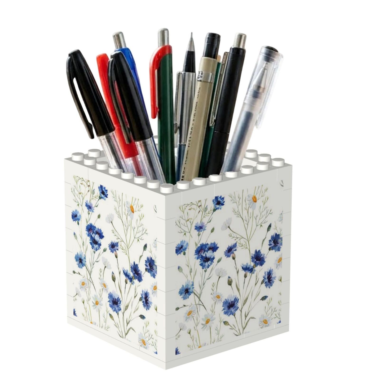 Poadnly Flowers And Cornflowers Daisies, Pen Pot Pencil Holder for Office Home School, Compact Desk Organiser for Office Stationery