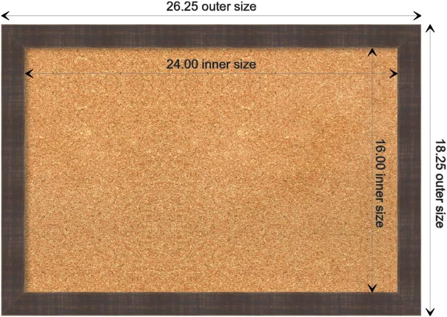 Amanti Art Natural Cork Board for Wall, 18x26 Vision Board with Brown Wood Frame, Medium Corkboard Office Decor for Home Organization, Rustic Farmhouse Corkboard Pinboard to display items for home