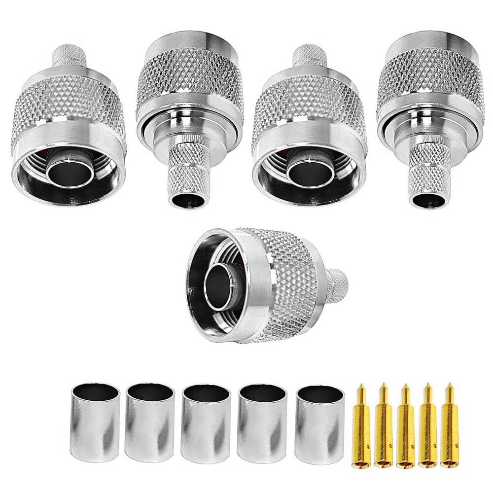 ABONIX N Male Crimp Connector N Type Plug Adapter for Cable HLF-300 and LMR- 300Low Loss High Frequency RF Coaxial Connector (Pack of 5)-image-27