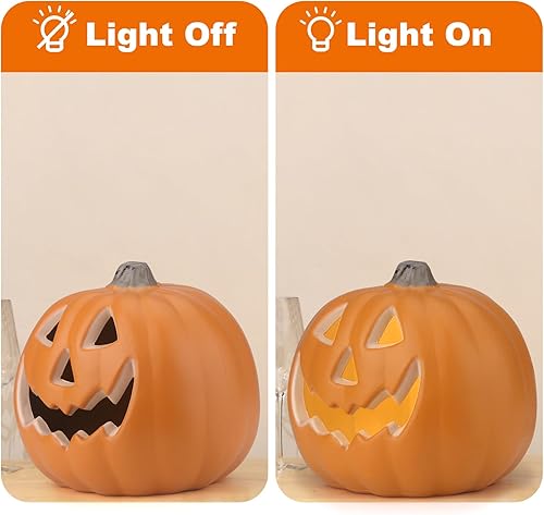 Miniatura 6 de Linterna de calabaza preiluminada para festividades, decoraciones de Halloween, linterna de calabaza de Halloween, linterna de Jack O', gran para