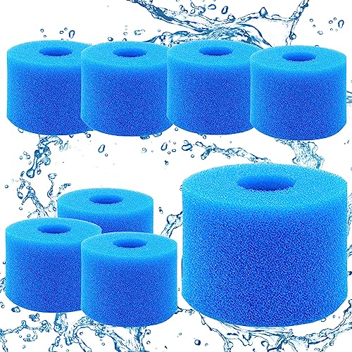VASIN Schaumstoff Pool Filter, 8 Stück Type S1 Filterschwamm, Intex Filteranlagenzubehör, Wiederverwendbare Schwammkartusche Schaum Pool Filter für Pool, Aquarium, Spa