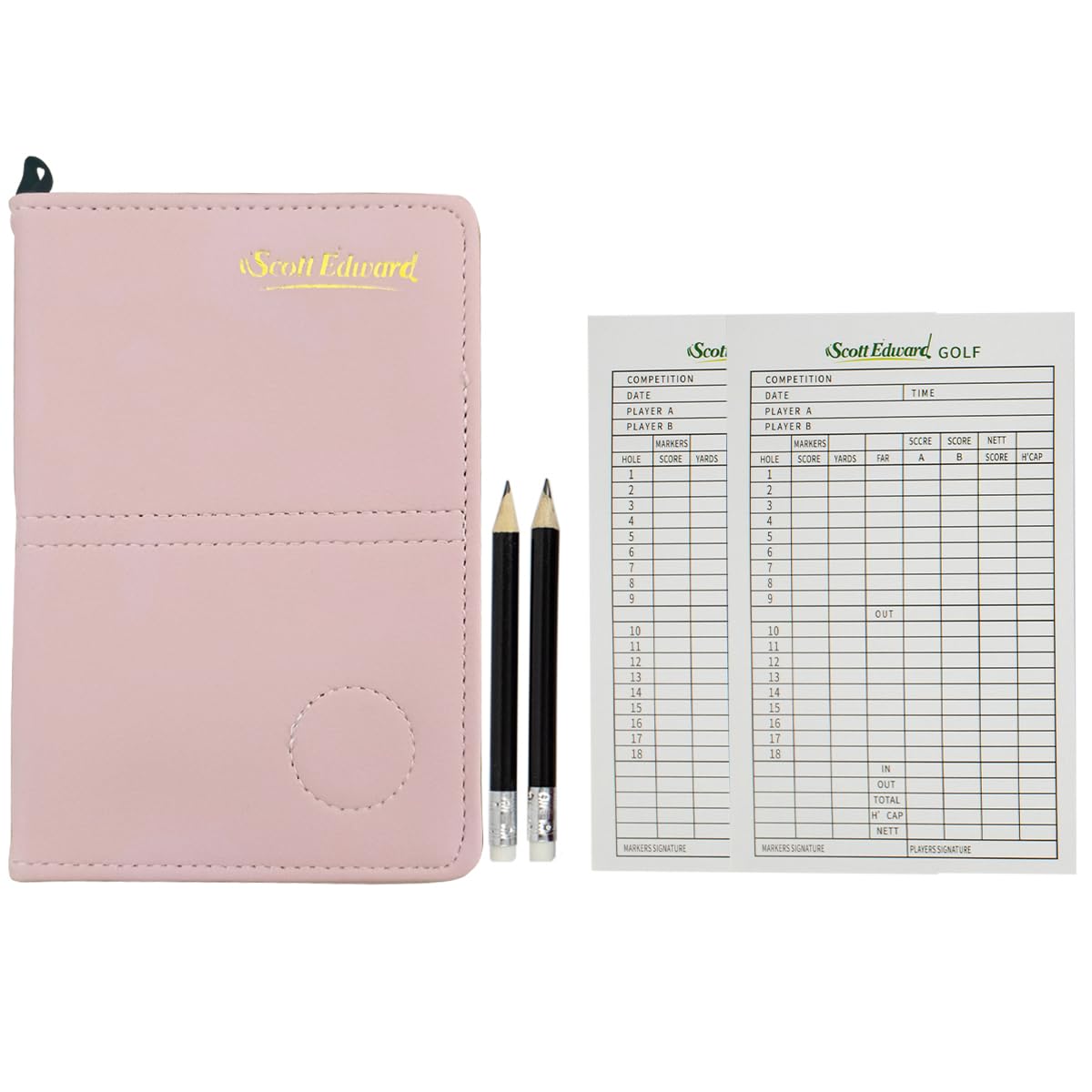 Scott Edward Golf Scoring Case, Leather Scoring Statistics Case Waterproof Soft Thick Credit Card Holder (Pink) — image 1