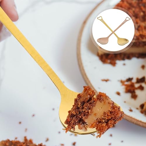 Miniatura 9 de DOITOOL 2 cucharas de corazón de acero inoxidable de 3.7 pulgadas pequeñas cucharas de café para azúcar, helado, pastel, postre, revolviendo