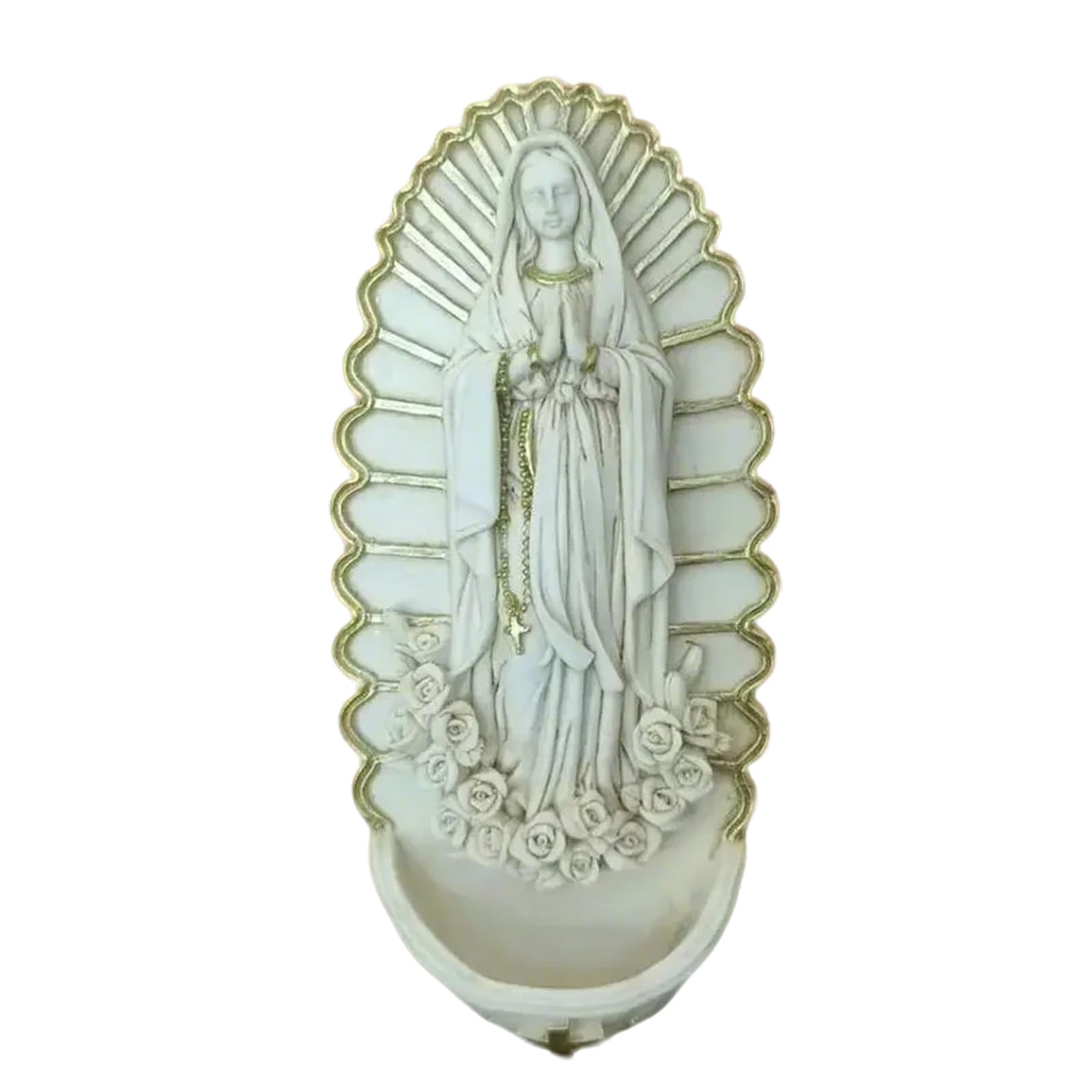Laikoutd Detailed Resins Holy Water Font Hanging Statue Holy Pool Pendant Hanging Catholic Ornament For Home Entrance Decoration Sacred Home Decors