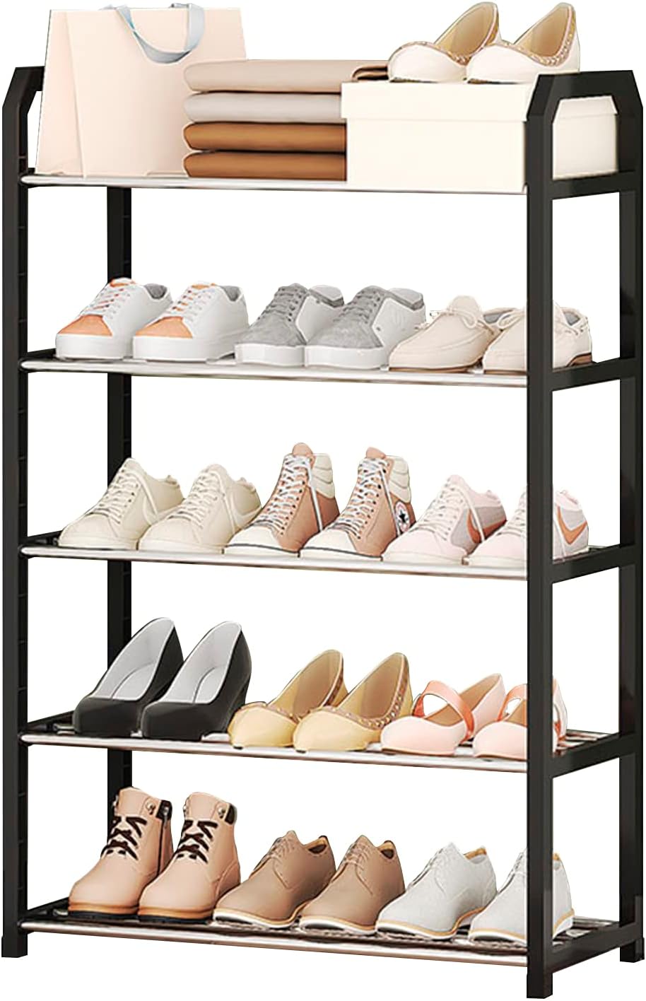 Zapatero de 5 Niveles Negro, 91x60x29cm Organizador de Zapatos