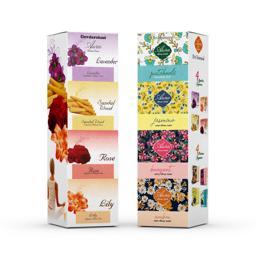 Devdarshan Aura Dry Dhoop Cones Combo Pack of 2 Boxes with 8 Fragrance (B07ZT41YYY) Amazon Price History, Amazon Price Tracker