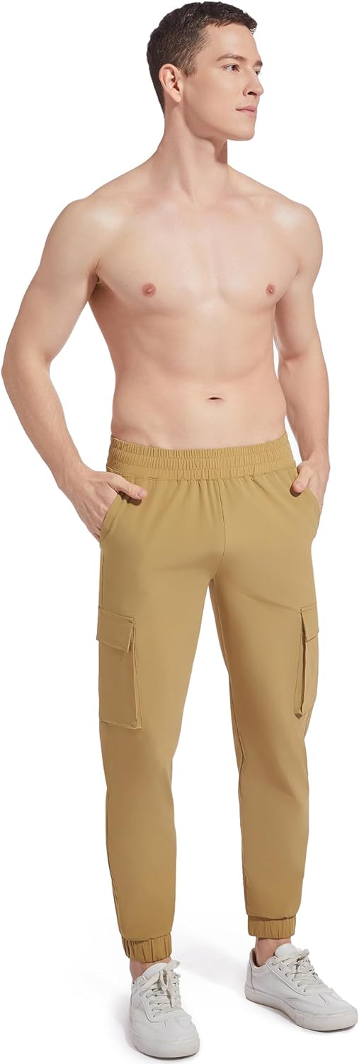 27" Cargo Joggers for Short Men Athletic Hiking Pants Casual Lightweight Sweatpants with Pockets - Image 3
