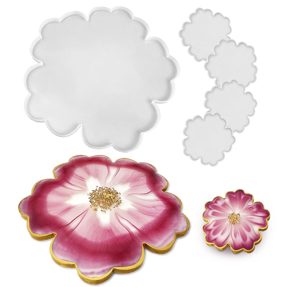 Amazon.com: RESINWORLD 13'' Large Floral Tray Mold + 4'' Flower