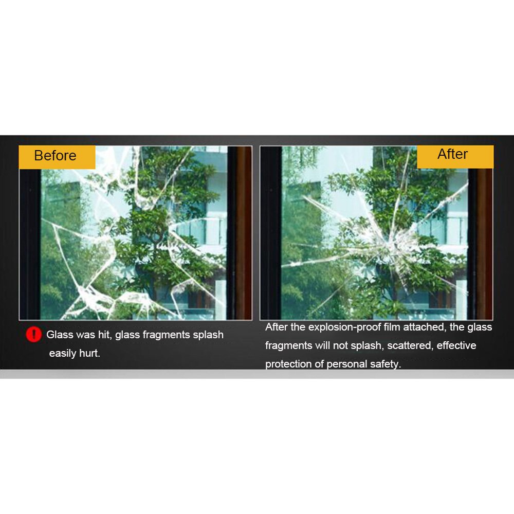 HOHOFILM Película de seguridad para ventanas de 12 milil/0,2 mm de grosor, autoadhesiva, a prueba de explosiones, para el hogar, el vidrio de construcción (152 cm x 3000 cm)