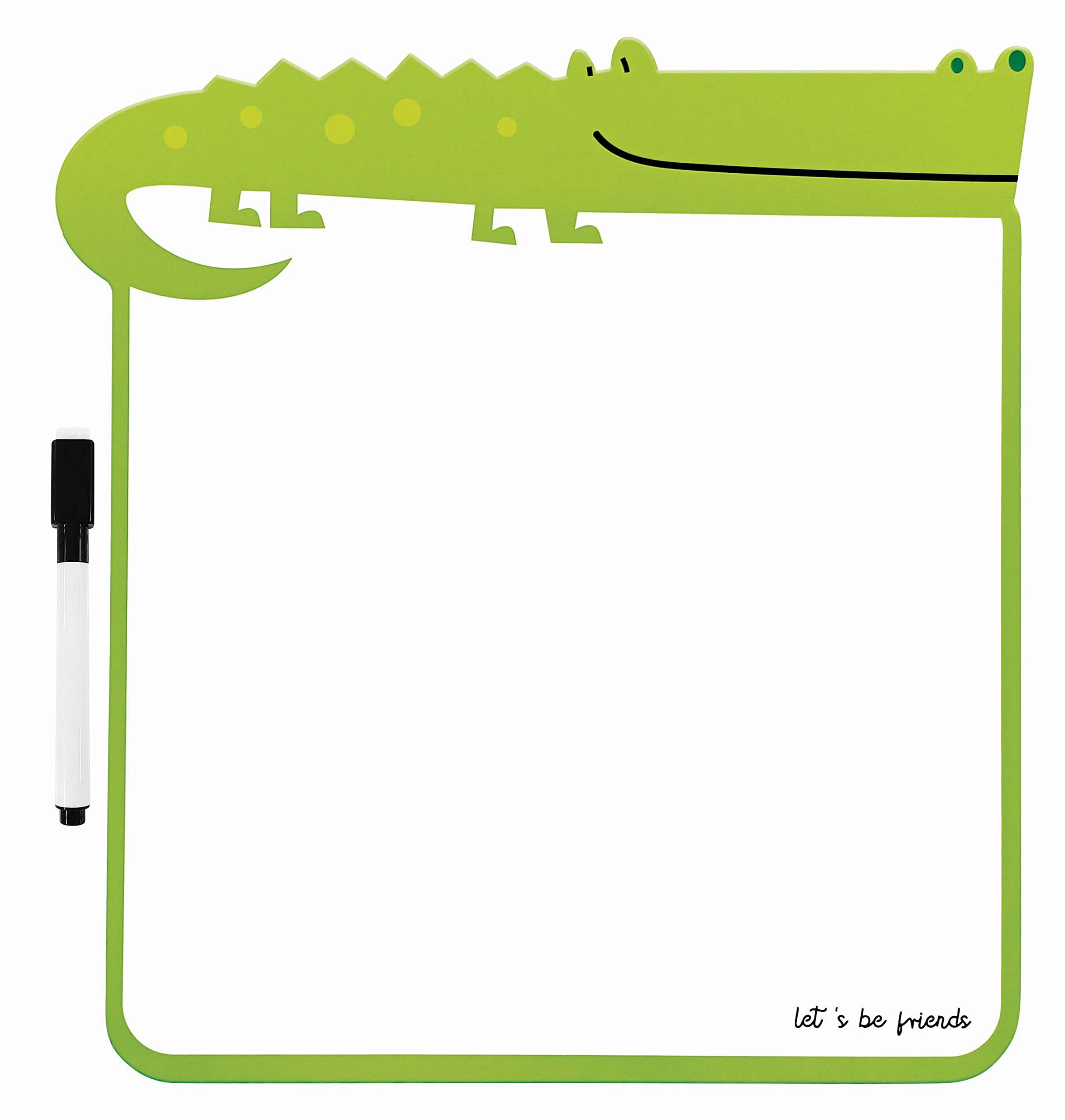 Dry Wipe Whiteboard with Black Marker - A4 - for Kids - 28 x 30 cm - Funny Shape - Crocodile